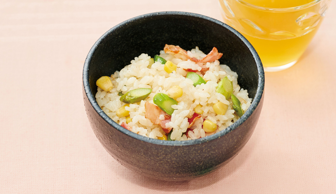 初夏香るアスパラ混ぜこみご飯